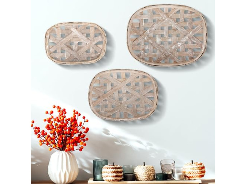Rattan Badezimmer Wanddekor Seegras Set von 3 Restaurantdekoration